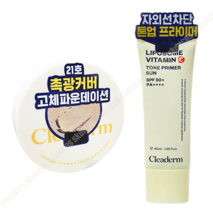 Cleaderm Liposome Vitamin C Freckle Ampoule Balm Pact(No. 21) 10g/Foundation + Tone Primer Sun 40ml