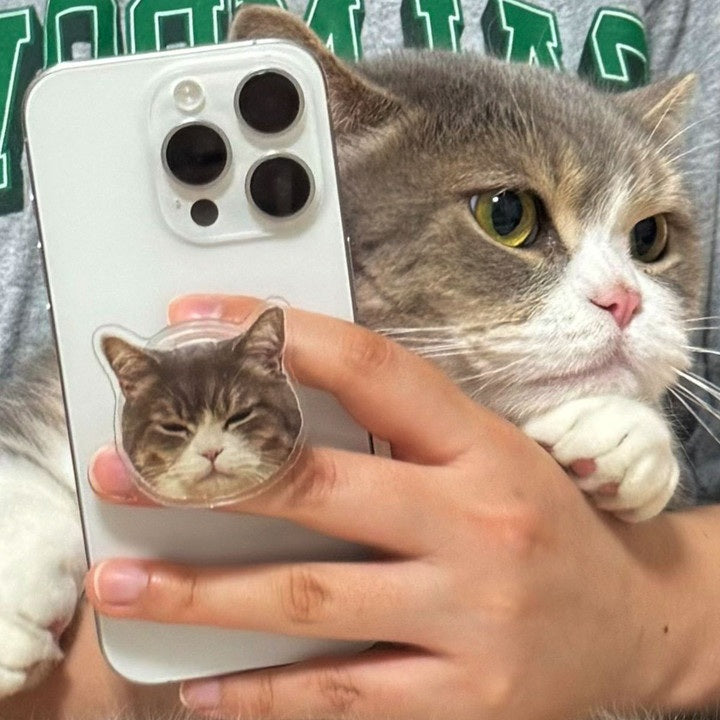Custom Pet Photo Acrylic Phone Grip & Stand (1:1 Made-to-Order)