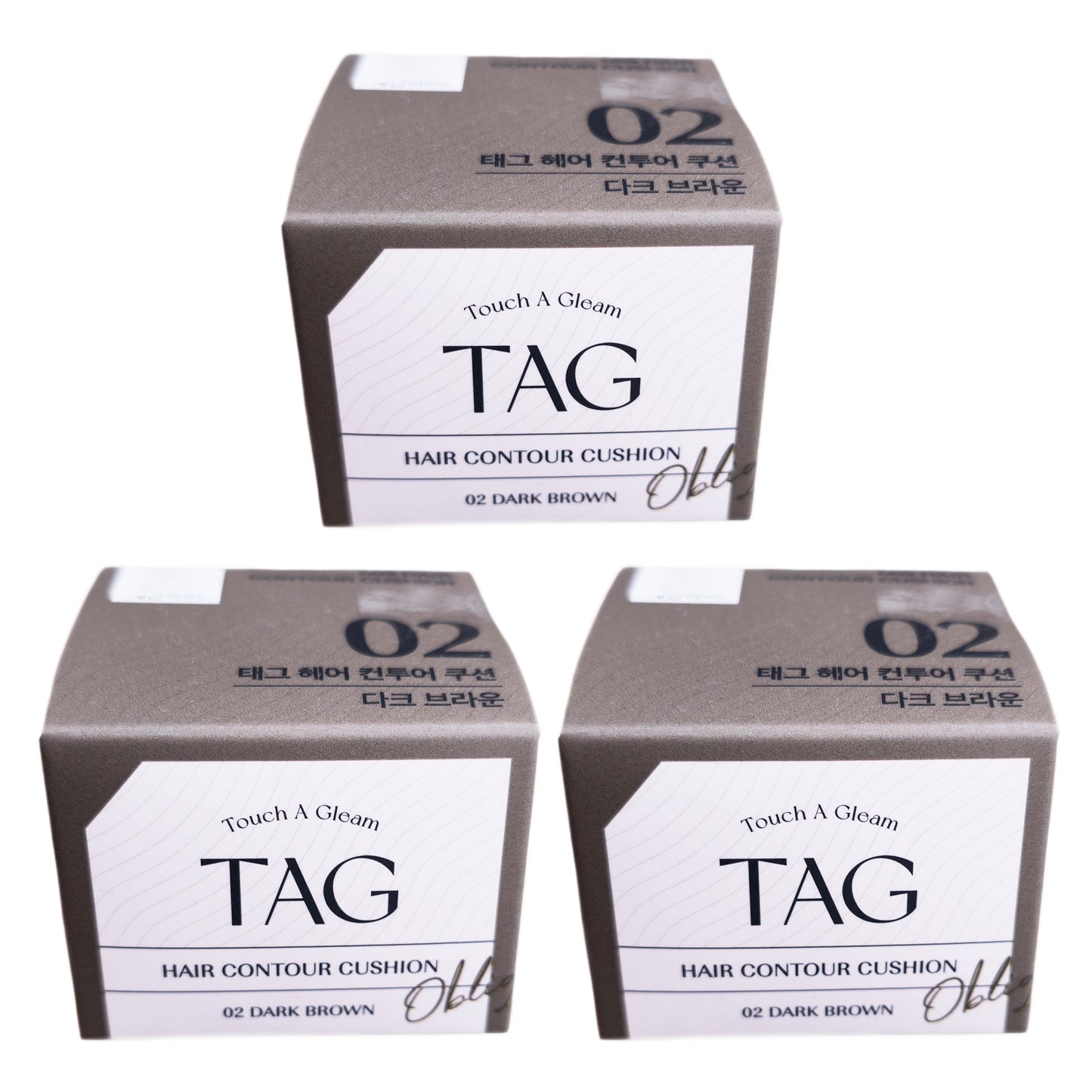 1+1+1/TAG Hair Contour Cushion 3.6gX3EA/DARK BROWN/Hairline/Hair Cover/Easy Puff