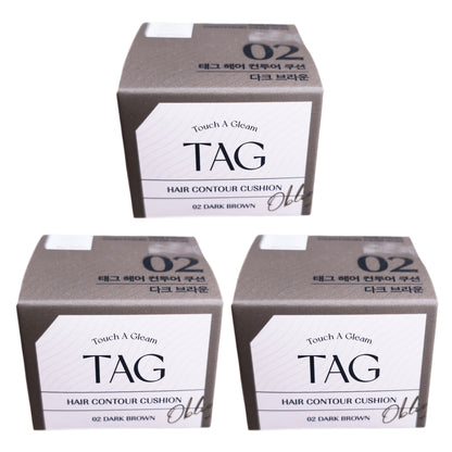 1+1+1/TAG Hair Contour Cushion 3.6gX3EA/DARK BROWN/Hairline/Hair Cover/Easy Puff