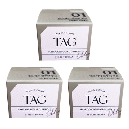 1+1+1/TAG Hair Contour Cushion 3.6gX3EA/LIGHT BROWN/HairLine/HairCover/Easy Puff