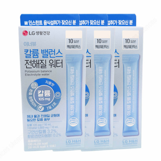 LG Innerbeau Potassium Balance Electrolyte Water 3 Pack / 30 Sticks / 30 Days