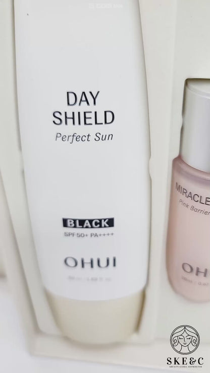 O HUI/OHUI-DAY SHIELD perfect sun black SPF50+ 50ml+Toner+Emulsion+Cleanser Set