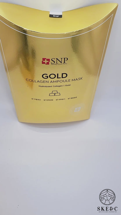 SNP Gold Коллагеновая ампульная маска/10 карат + патчи для глаз (60 патчей в банке) против морщин/сияние/3 бесплатно 