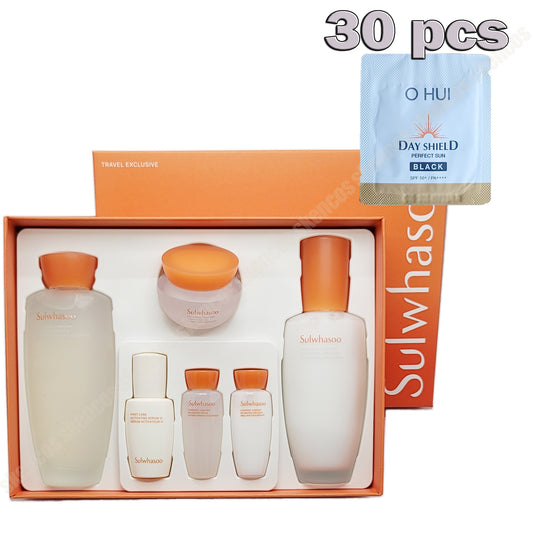 Sulwhasoo Essential Skincare Duo Set/O HUI/OHUI-DAY SHIELD Солнцезащитный черный SPF50+ 30 шт./30 мл