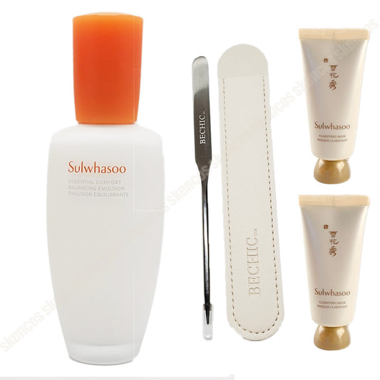 Sulwhasoo Essential Balancing Emulsion, 4,2 унции, без футляра+отслаивающая маска, 2 шт.+лопатка 