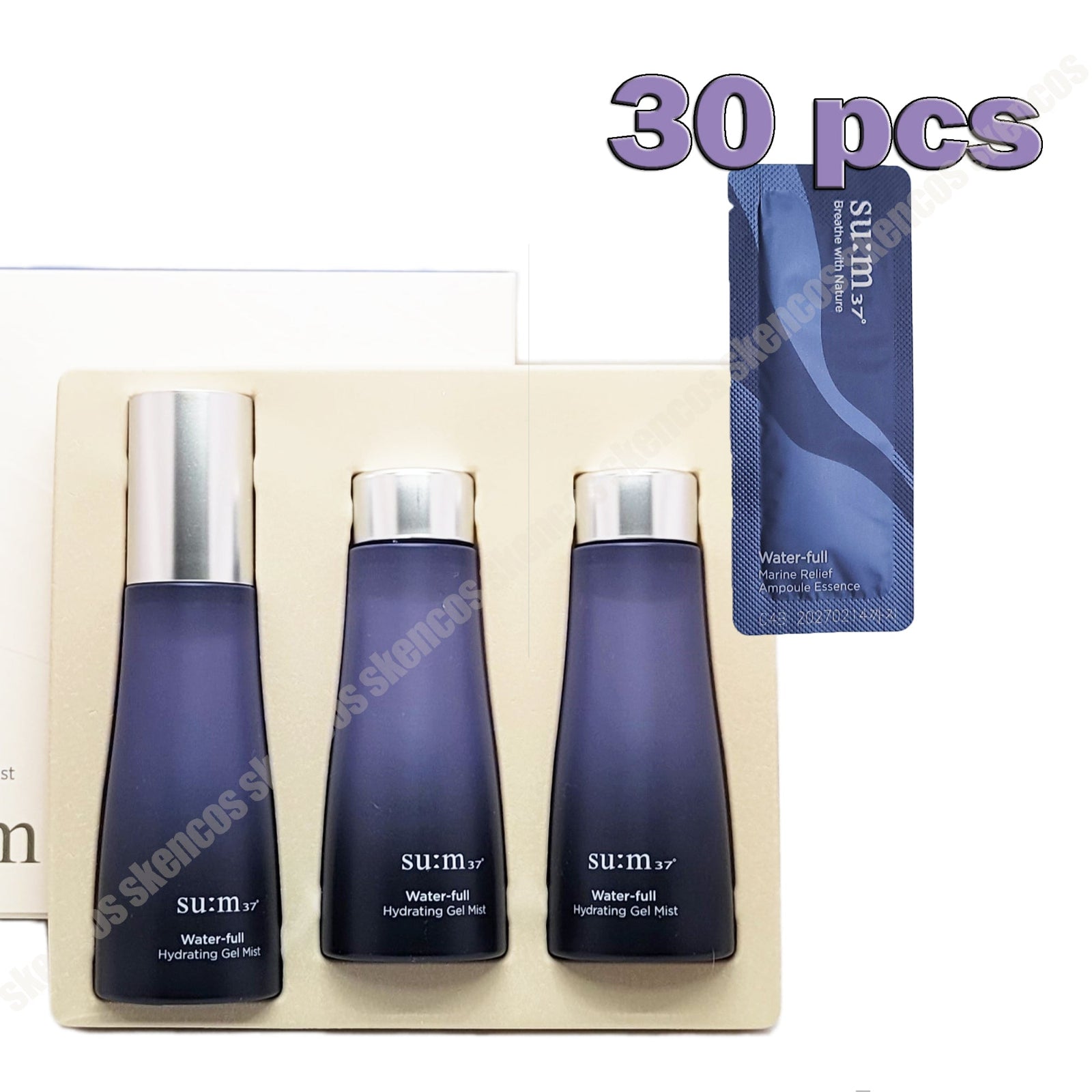 Su:m37 Water-full Hydrating Gel Mist Special Set 60ml+Refill 2ea/sum37 +Ampoule Essence 30ea /30ml / 1 fl.oz.