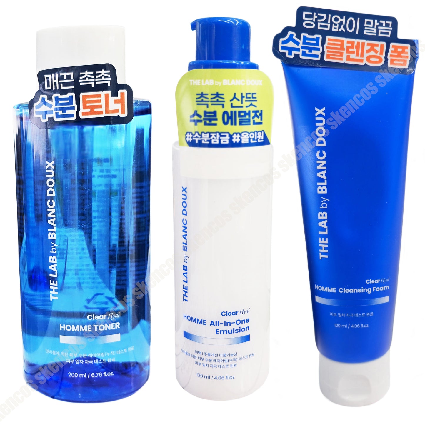The LAB by Blanc Doux Clear Hyal Homme Toner + All-in-One Emulsion + Cleansing Foam -For Men