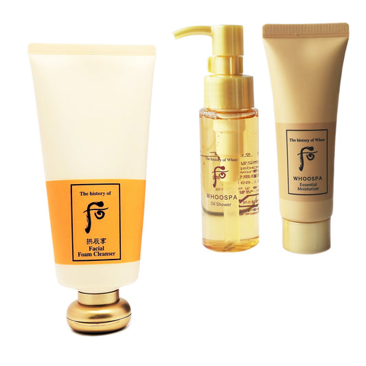 The History of Whoo Gongjinhyang Foam Cleanser 180 ml + Whoo Spa Oil Shower +Moisturizer Special Set/Body/Dry Skin