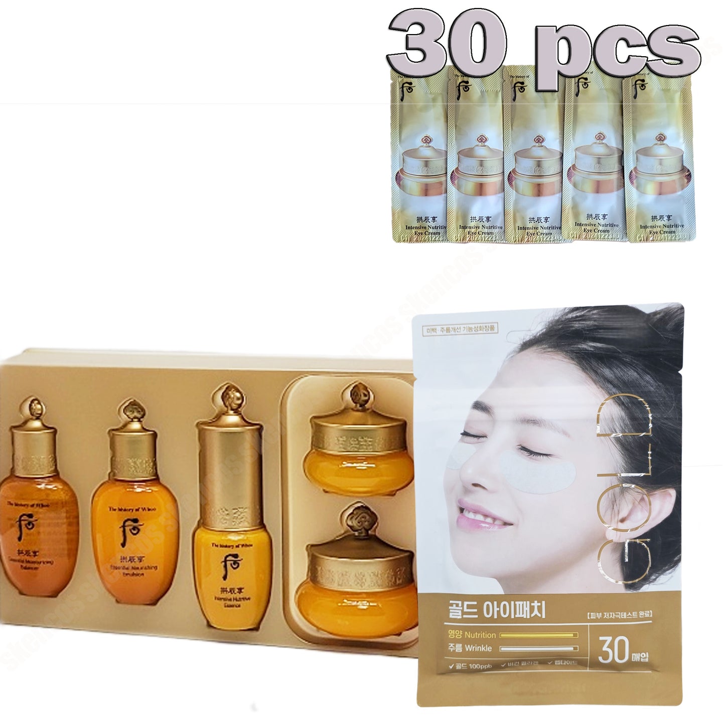 Whoo 5 Travel Kits+Eye Cream Samples 30pcs+Gold Eye Patch 1 Pouch(30ea) -Wrinkle