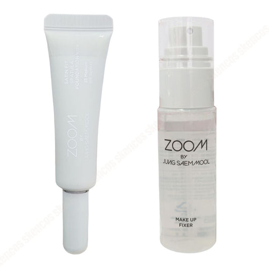ZOOM BY JUNG SAEM MOOL Satin Fit Spatula Foundation (25ml) UV/19-21-23 Thin & Fit+Makeup Fixer 50ml