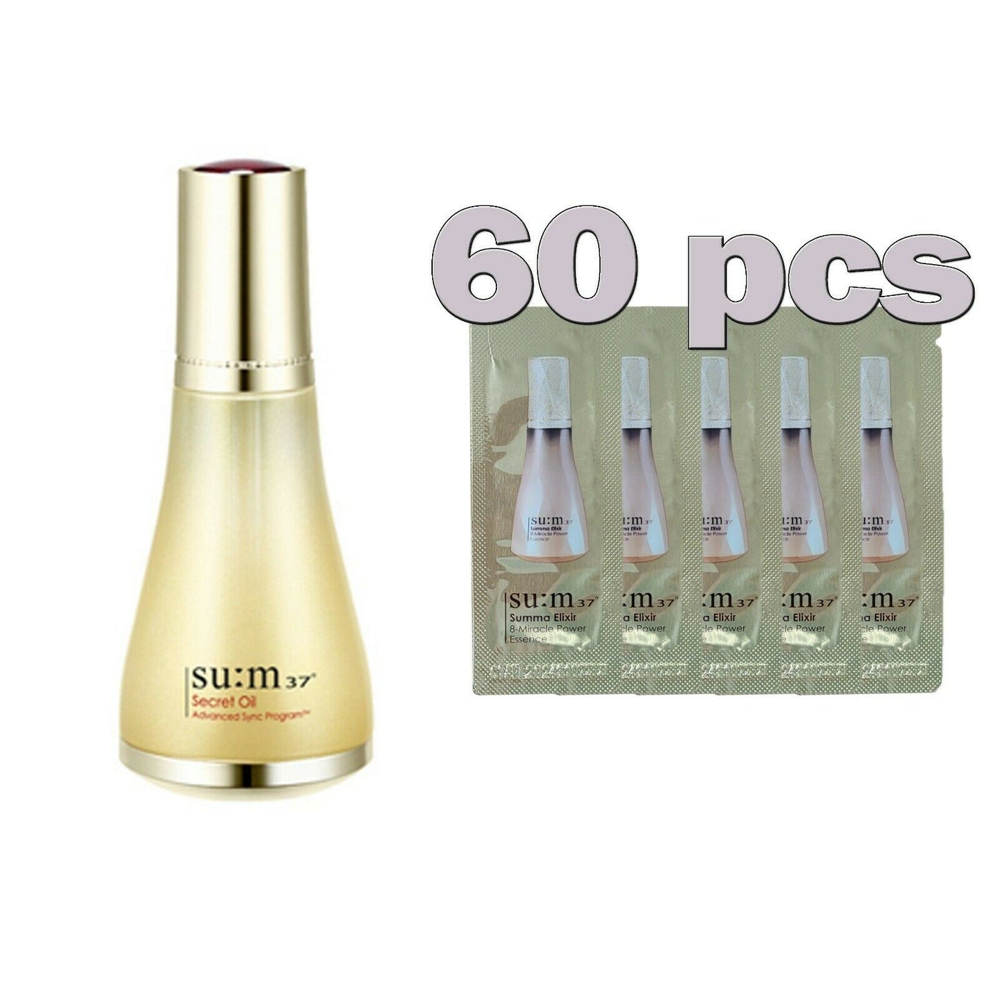 Sum 37 Secret Oil 30ml /Glowing/Non-greasy/su:m37+Elixir 8 Miracle Essence 60pcs
