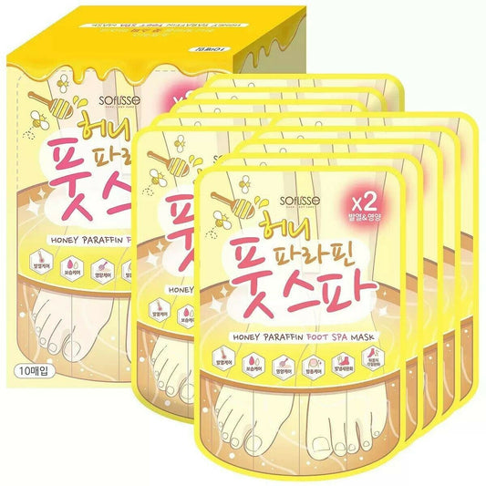 Soflisse Honey Paraffin Foot Spa Mask 10ct/Nagelhaut/Peeling/Feuchtigkeitsspendend 