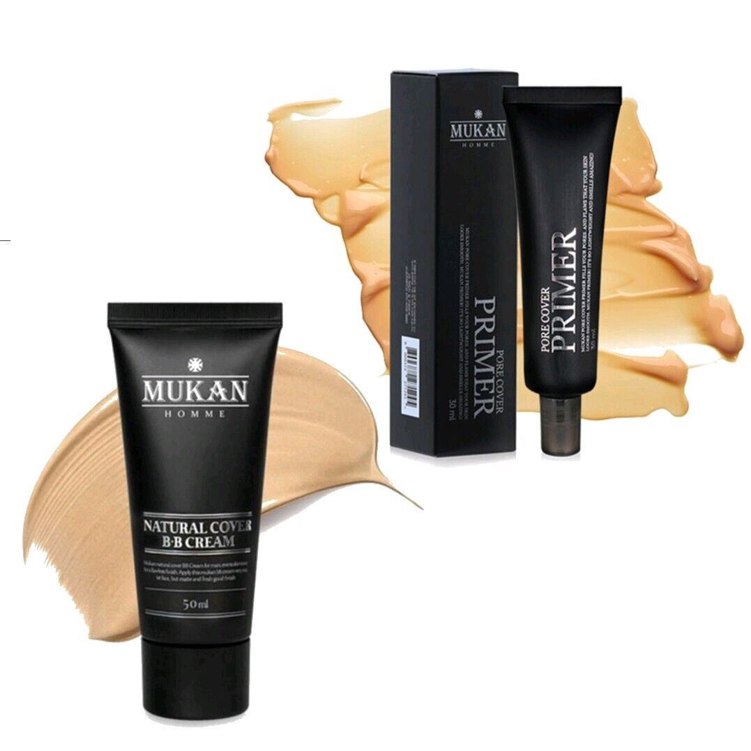 MUKAN Homme Natural Cover BB Cream 50ml+Pore Cover Primer 30ml/Oily /Uneven Skin