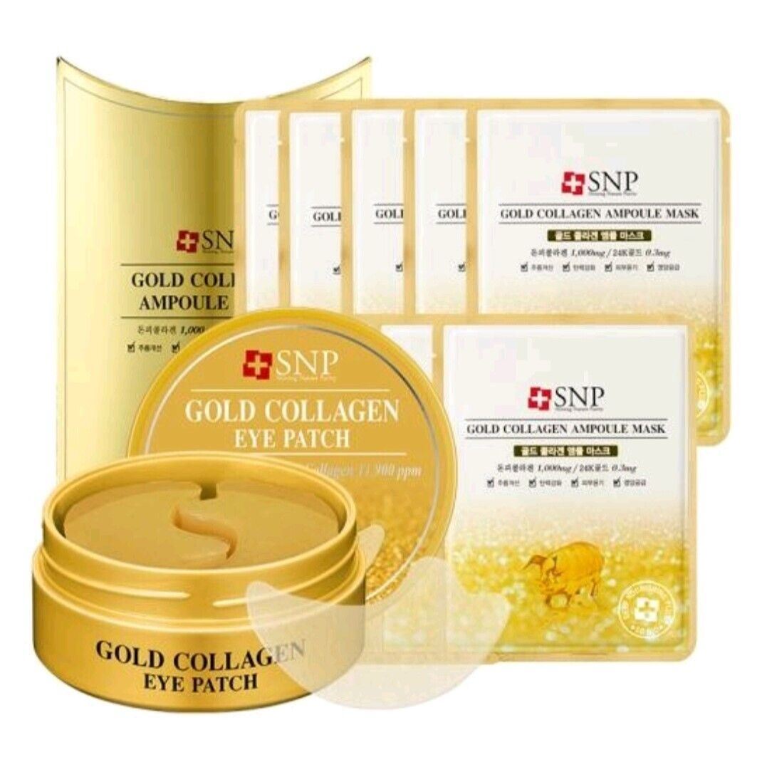 SNP Gold Collagen Ampoule Mask/10ct+Eye Patch(60 Patches/Jar)