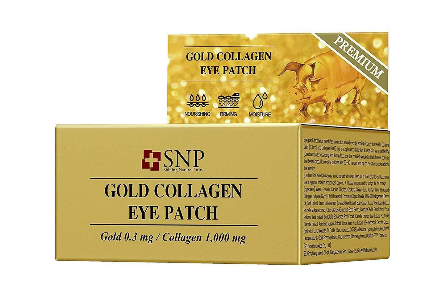 SNP Gold Collagen Ampoule Mask/10ct+Augenpflaster (60 Pflaster/Glas)Falten/Glühen/3 gratis 