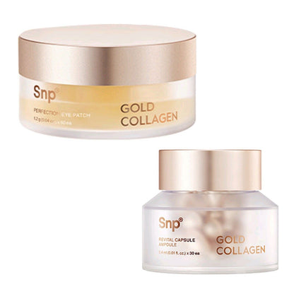 SNP Gold Collagen Perfection Eye Patch 60EA+Revital Capsure Ampoule/24K Gold
