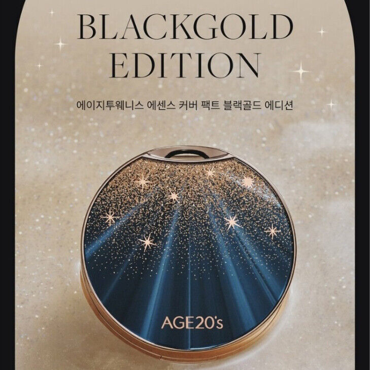 AGE 20's Essence Cover Pact Black Gold Edition Case+2 Refill/Brightening/UV