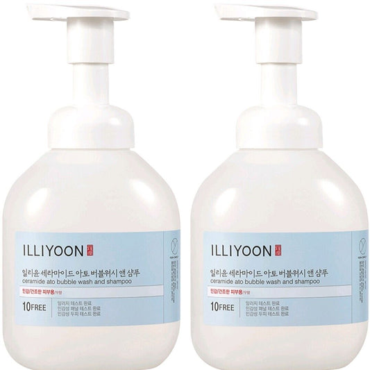 (1+1)Illiyoon-Ceramine Ato Bubble Wash &amp; Shampoo 27 жидких унций/Сухой/Чувствительная 