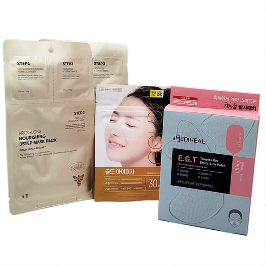 VT Progloss Nourishing 3 Step Mask 2ea+Eye Patch 30ea+Medihal Smile Line 5 Pack