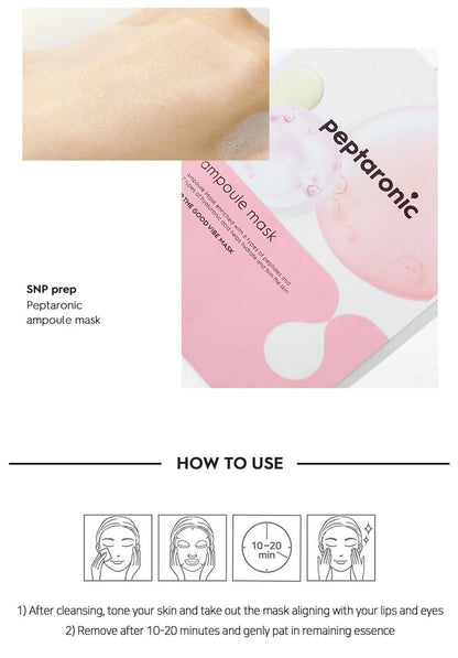 SNP PREP Peptaronic Ampoule Mask 20 Sheets/Hyaluronic Acid/Hydrating