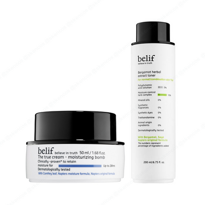 Belif Bergamot Herbal Extract Toner 200ml / Moisturizing Bomb 50ml (Normal Skin)