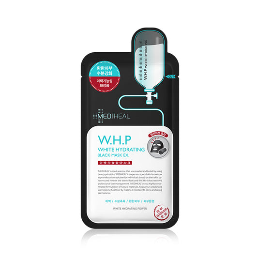 MEDIHEAL WHP White Hydrating Black Mask EX 1 Packung 10 Blatt/helle dunkle Haut 