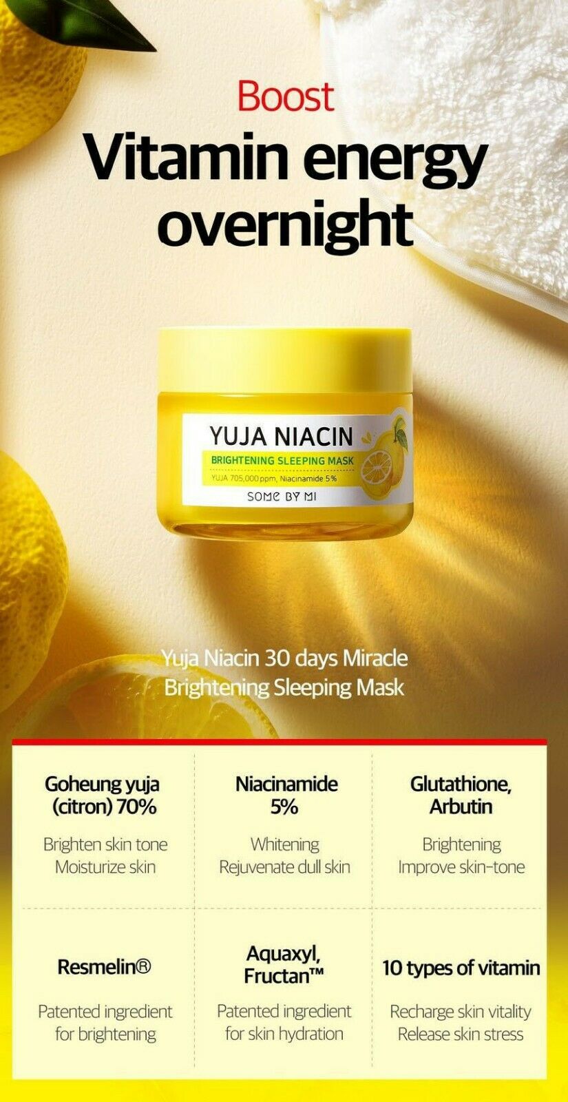 SOME BY MI Yuja brightening and moisturizing sleeping mask